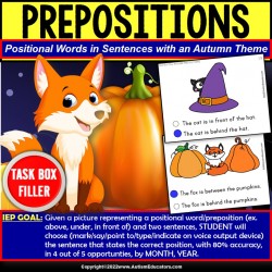 Prepositions and Positional Words for Autumn Task Box Filler® for Autism